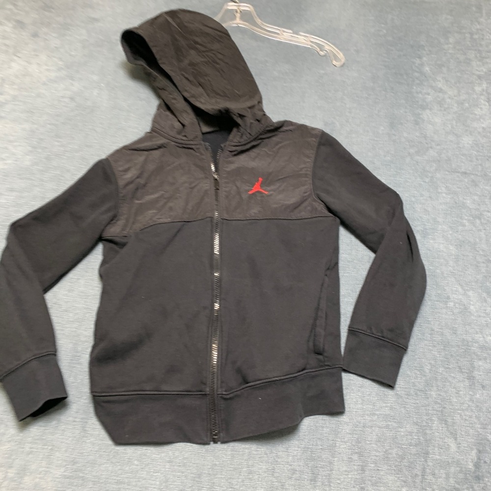 Jordan Hoodie Boys Medium 10-12 Yr Black Full Zip Winter Classic Fit Performance